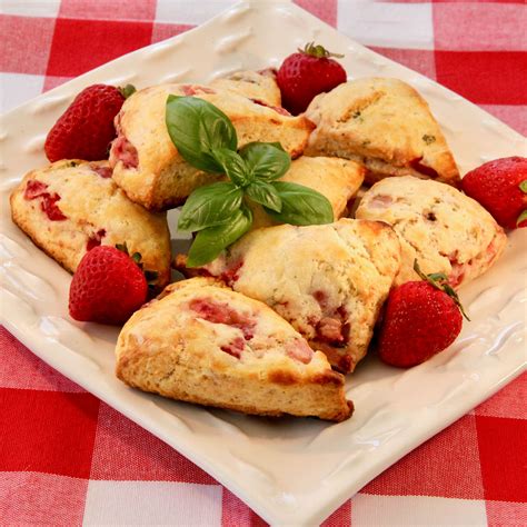 Strawberry And Basil Scones Recipe Recipes Scones Homemade Recipes