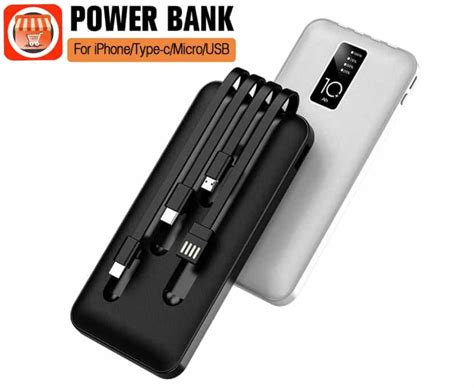 Fast Charging 10000mah Power Banks Charger Built In Micro Usbtype C