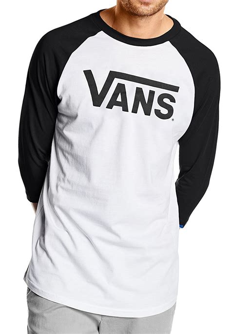 Vans New Mens Classic Logo Long Sleeve Raglan T Shirt Print Top Tee