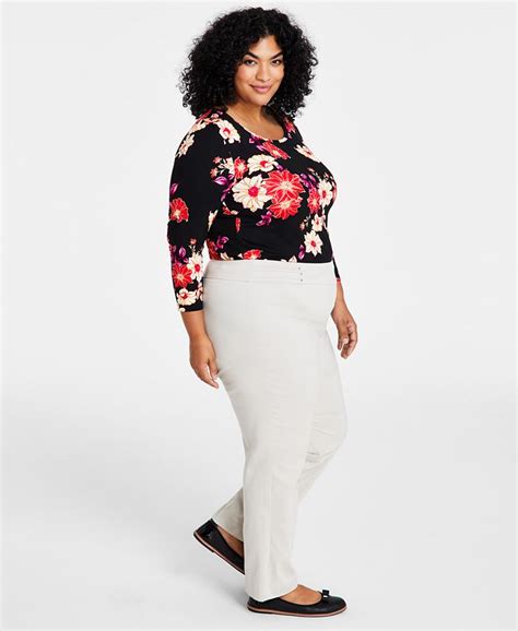 Jm Collection Plus Size Tummy Control Pull On Slim Leg Pants Created