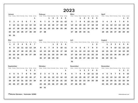 Kalender 2023 Zum Ausdrucken “32ms” Michel Zbinden De