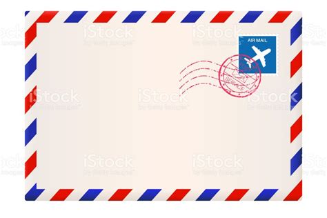 Envelope International Air Mail With Red And Blue Frame Vector 3d