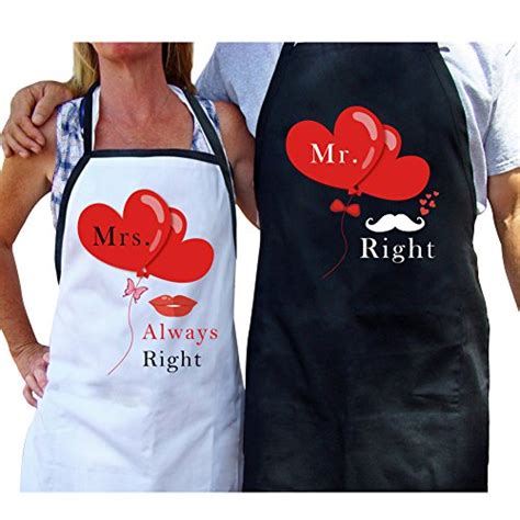 Aerwo Mr And Mrs Aprons Couple Aprons With T Bag Funny Kitchen