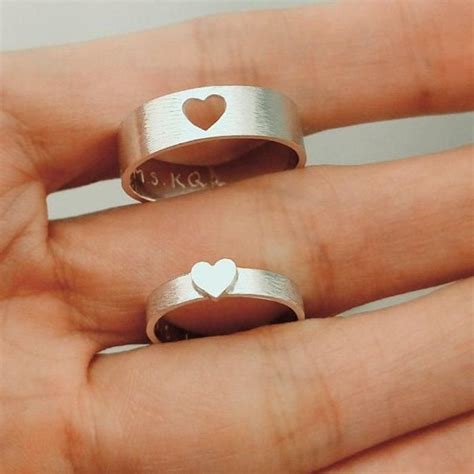 Promise Couple Sterling Silver Rings For Lovers Engagement Etsy