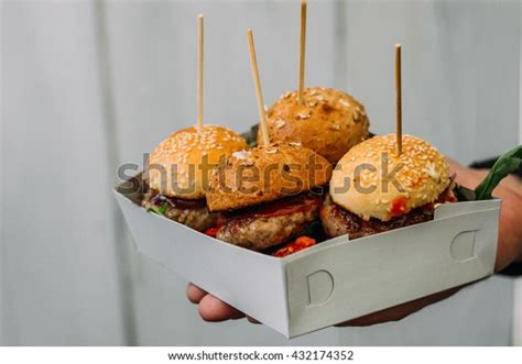 Mini Hamburgers Mini Burgers Party Food Stock Photo 432174352