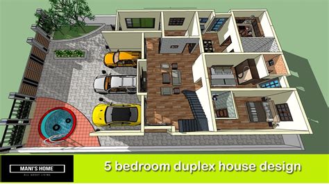 Build a one bedroom to four bedroom house with these free house plans. 5 bedroom duplex house design, 5 bhk house design, 5 ...