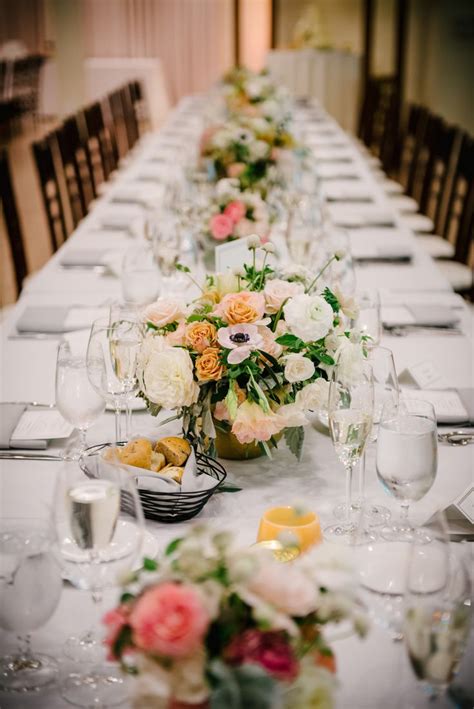 Alternating Large And Small Table Arrangements On Long Tables By Lavenders Flowers Table