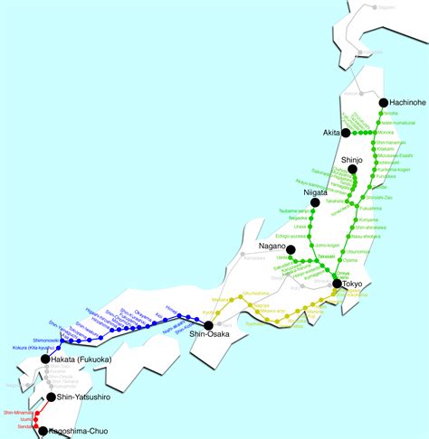 The new system will cut down the traveling time between tokyo and aichi by 50 minutes, making the trip between the stations merely 40 minutes. Japan Bullet Train Map - Japan • mappery