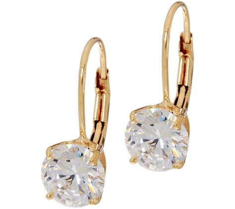 Diamonique 200 Cttw Round Leverback Earrings 14k Gold —