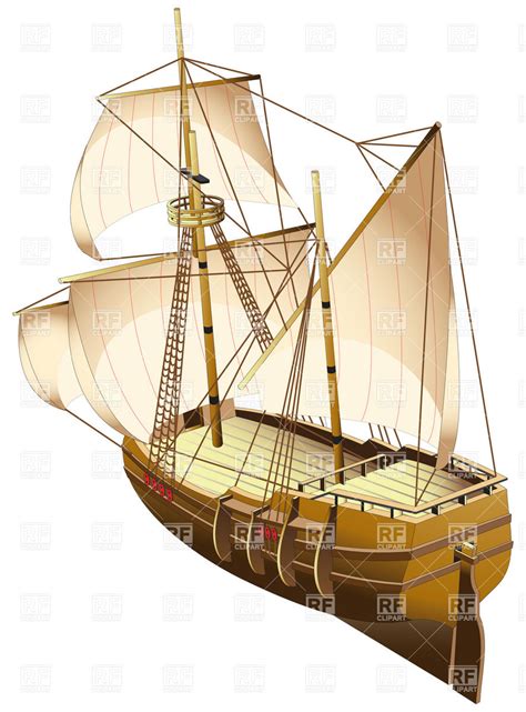 Ancient Tall Ship Sail Carvel Vector Stock Image Of