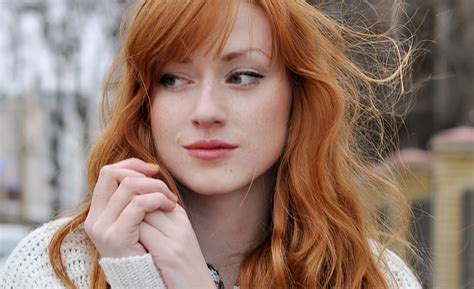 Redhead Women Looking Away Alina Kovalenko Red Lipstick Hd