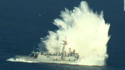 See A Retired Us Navy Ship Get Bombarded At Sea Cnn Video