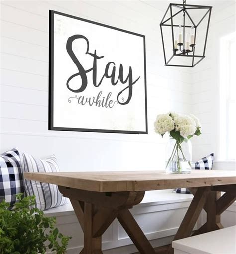 Stay Awhile Sign T For Her White Farmhouse Sign Fixer Upper Etsy