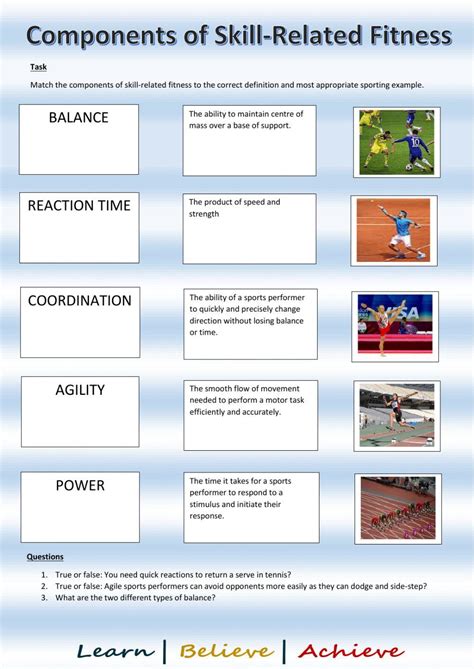 Components Of Skill Related Fitness Worksheet Live Worksheets