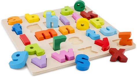 نيو كلاسيك تويز لعبة احجية خشبية تعليمية للاولاد والبنات بعمر سنتين لتعلم الحروف الابجدية بالوان