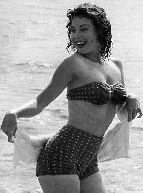 Ava Gardner Being Playful On The Beach Wearing A Cute Two Piece Bathing Suit Ca 1950s