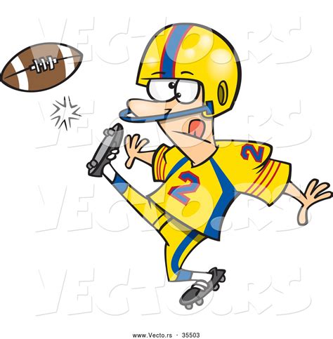 Vector Of A Cartoon Football Player Kicking The Ball By Ron Leishman