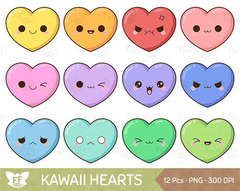 Kawaii Heart Clipart Cute Hearts Clip Art Valentine Love Funny Happy