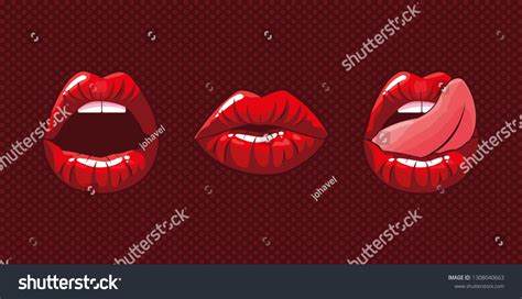 Set Sexy Woman Mouths Pop Art Stock Vector Royalty Free