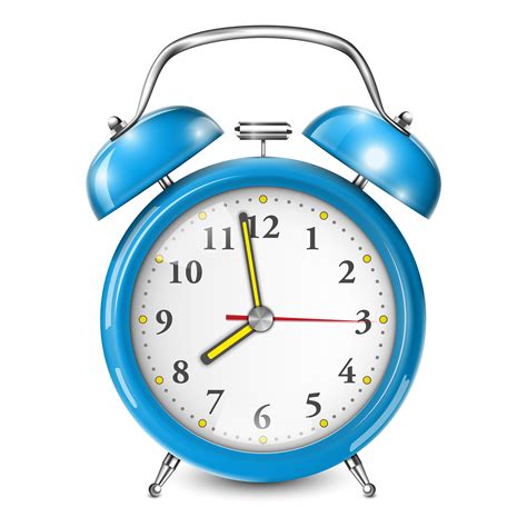 Clip Art Vector Black Alarm Clock Icon Isolated On Blue And White A08