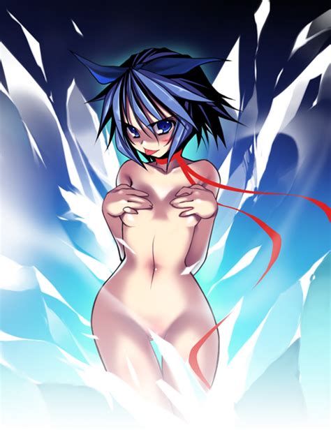 Rule 34 1girls P Breasts Cirno Covering Covering Breasts Female Hips Naked Scarf Naughty Face