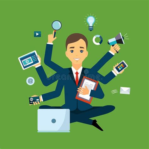 Businessman With Multitasking And Multi Skill Stock Vector