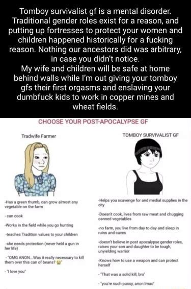 Tomboy Survivalist Gf Is A Mental Disorder Traditional Gender Roles