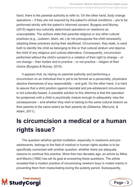 Circumcision Medical Ethical And Human Rights Issues Free Essay Example