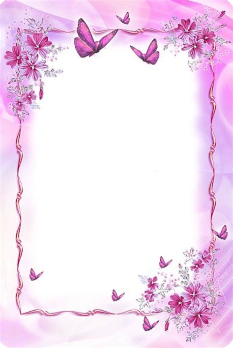 Purple Butterfly Floral Border Design Boarders And Frames Flower Frame