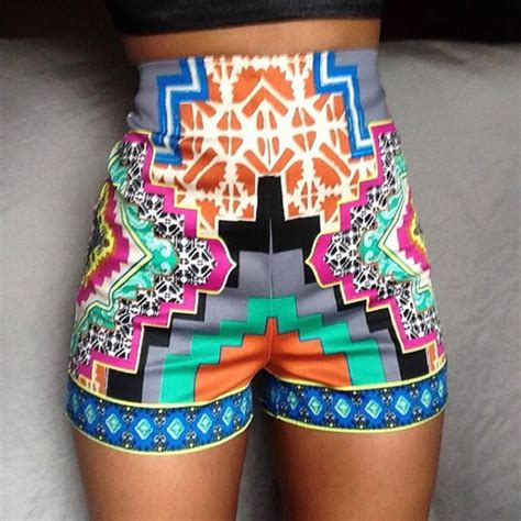 Shorts Aztec Tribal Pattern Colorful Cute High Waisted Wheretoget