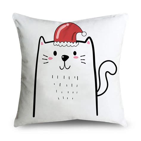 Cute Christmas Cat Throw Pillow Cases Throw Pillow Cases Christmas