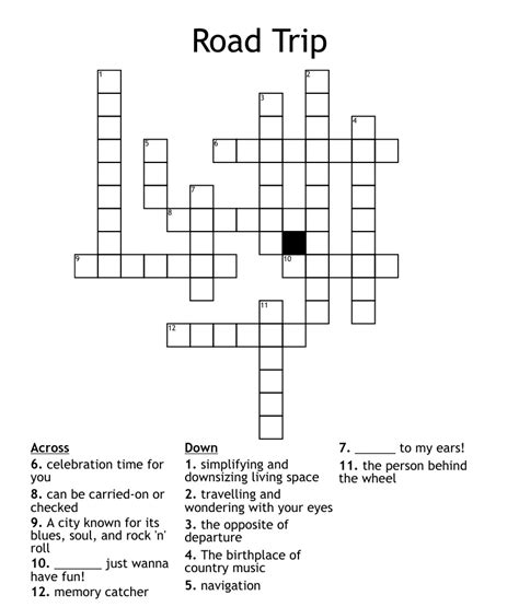 Road Trip Crossword Wordmint