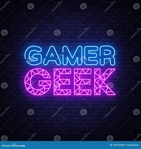 gamer geek neon text vector gaming neon sign design template modern trend design night