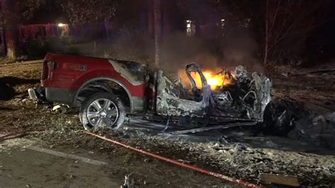 Driver Hospitalized After Fiery Crash Leaves Pickup Truck Melted On Old Ox Road In Spring
