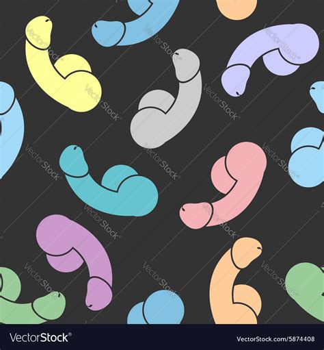 Colourful Penises Seamless Pattern Penis Vector Image