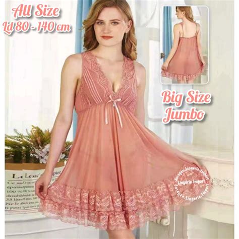 Jual Baju Tidur Wanita Sexy Lingerie Dress Transparan Set G String Bisa Untuk Jumbo Big Size