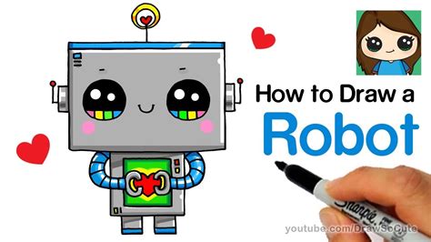 Robots come in all different shapes and sizes, so our second robot is made from round shapes for a change: How to Draw a Robot Super Easy and Cute - YouTube