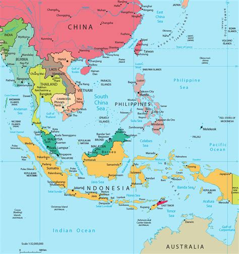 Detailed Political Map Of Southeast Asia Southeast Asia Detailed Political Map Vidiani Com