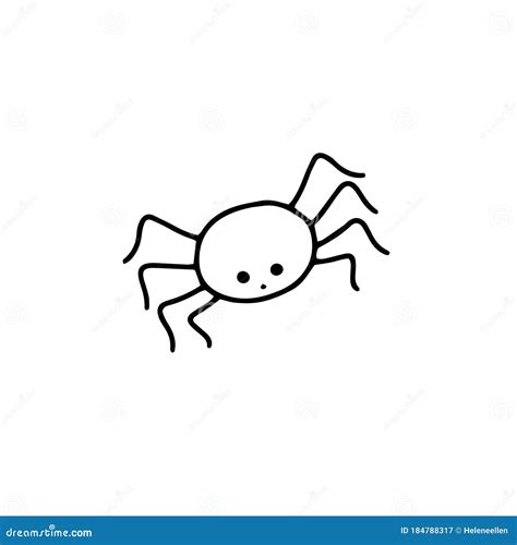 The Outline Of A Spider In A Cartoon Style Sketch Vector Isolated