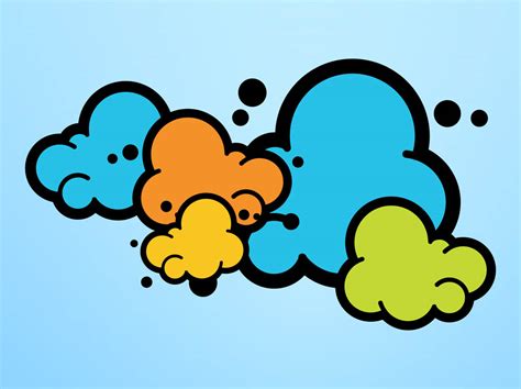 Colorful Cartoon Clouds Vector Art And Graphics