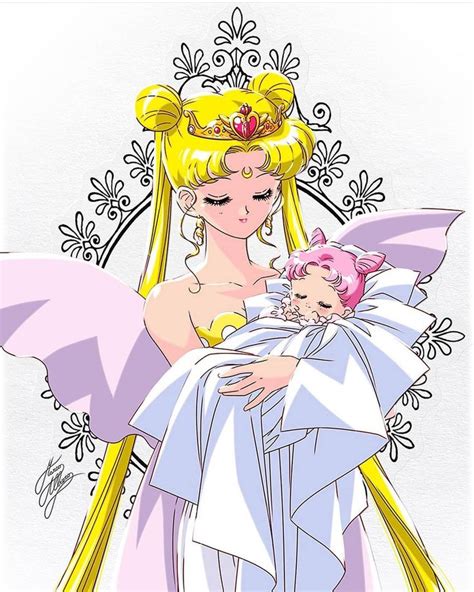 Usagi Tsukino On Instagram Such Beautiful Artwork Of The Queen And Baby Chibiusa Done