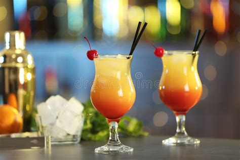 Just Made Cocktails Sex On The Beach In Bar Stock Image Image Of