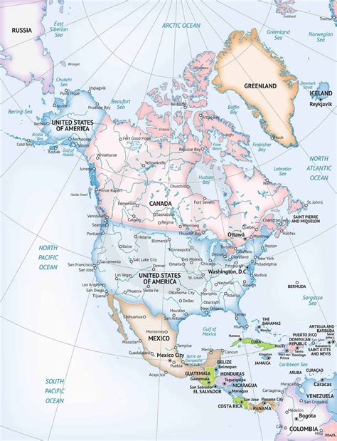 Vector Map Of North America Continent One Stop Map Printable Map Of