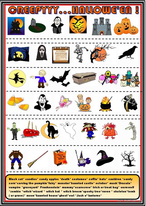 Creepy Halloween Matching English Esl Worksheets Pdf And Doc
