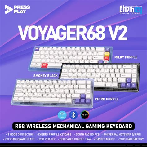 Jual Press Play Voyager 68 V2 RGB Wireless Mechanical Keyboard | Shopee