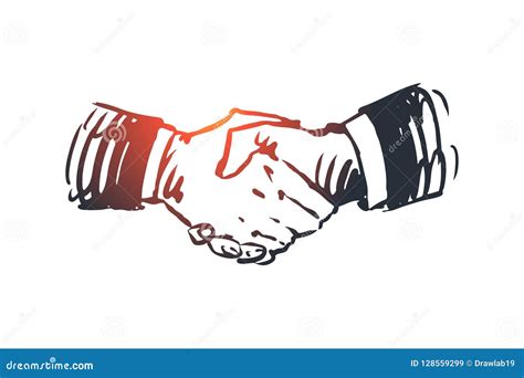 Commitment Hand Deal Business Partnership Concept Hand Drawn