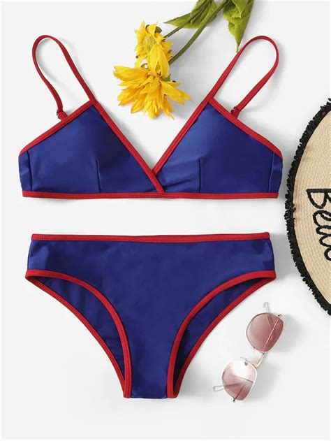 Frauen Brazilian Bikini Set Boho Badeanzug Push Up Padded Bademode