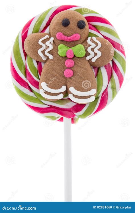 Lollipop With Gingerbread Man Stock Photo Image Of Candy Isolated