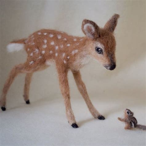 Needle Felted Deer Fawn White Tailed Wool Etsy Needle Felted