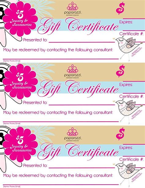 Template Free Printable Paparazzi Gift Certificate Template